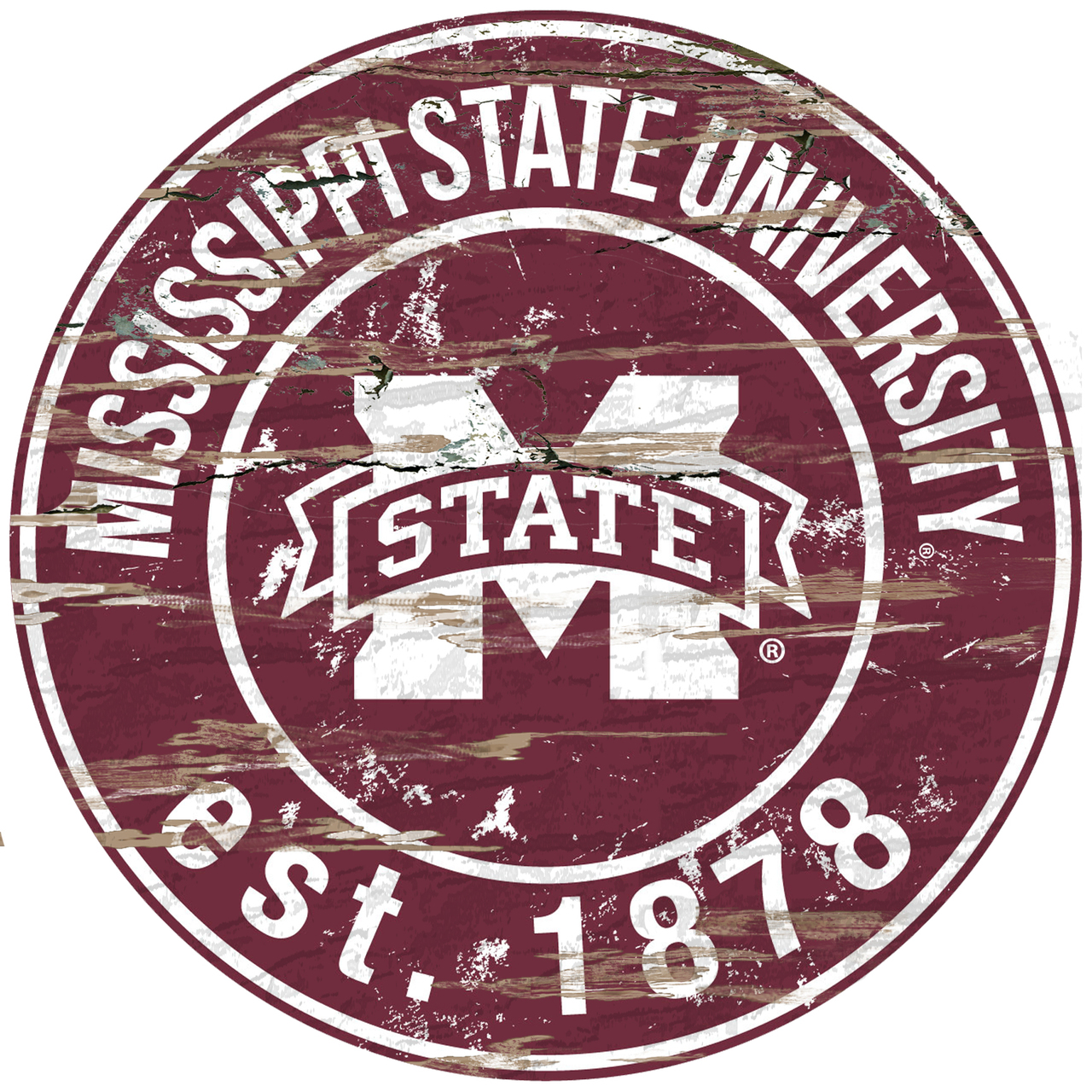 Mississippi State Bulldogs Wood Sign - 24 Round - Special Order