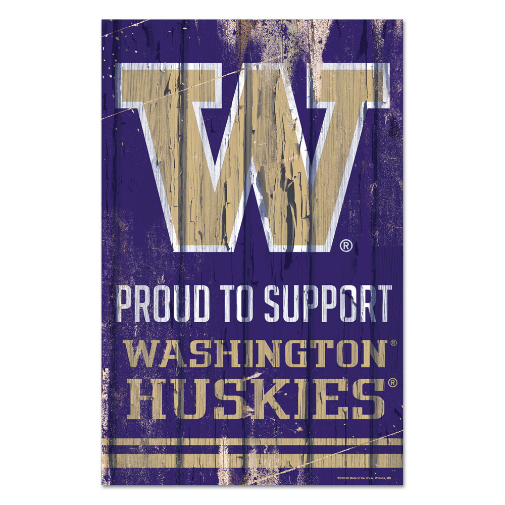 Washington Huskies Sign 11x17 Wood Proud to Support Design - Special Order