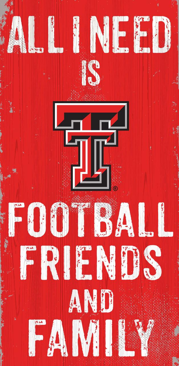 Texas Tech Red Raiders Sign Wood 6x12 Football Friends and Family Design Color - Special Order