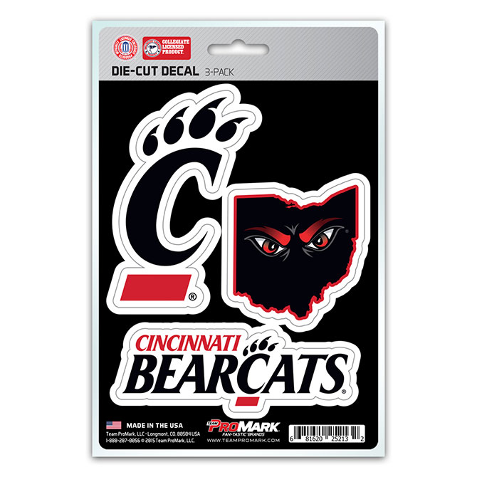 Cincinnati Bearcats Decal Die Cut Team 3 Pack