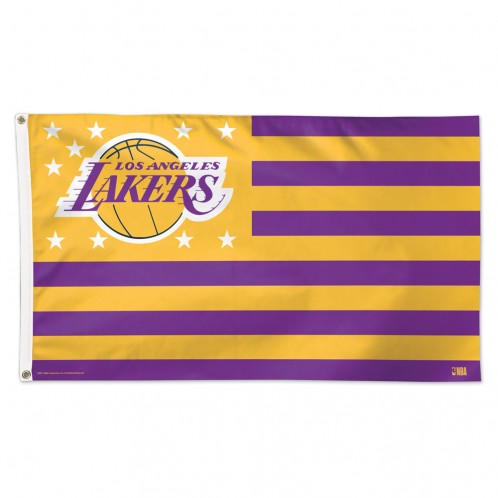 Los Angeles Lakers Flag 3x5 Deluxe Style Stars and Stripes Design - Special Order