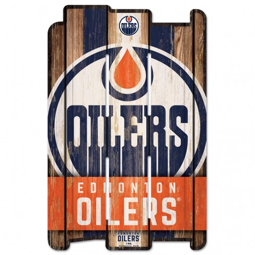 Edmonton Oilers Sign 11x17 Wood Fence Style - Special Order