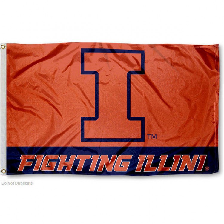 Illinois Fighting Illini Flag 3x5 Logo Design BSI - Special Order