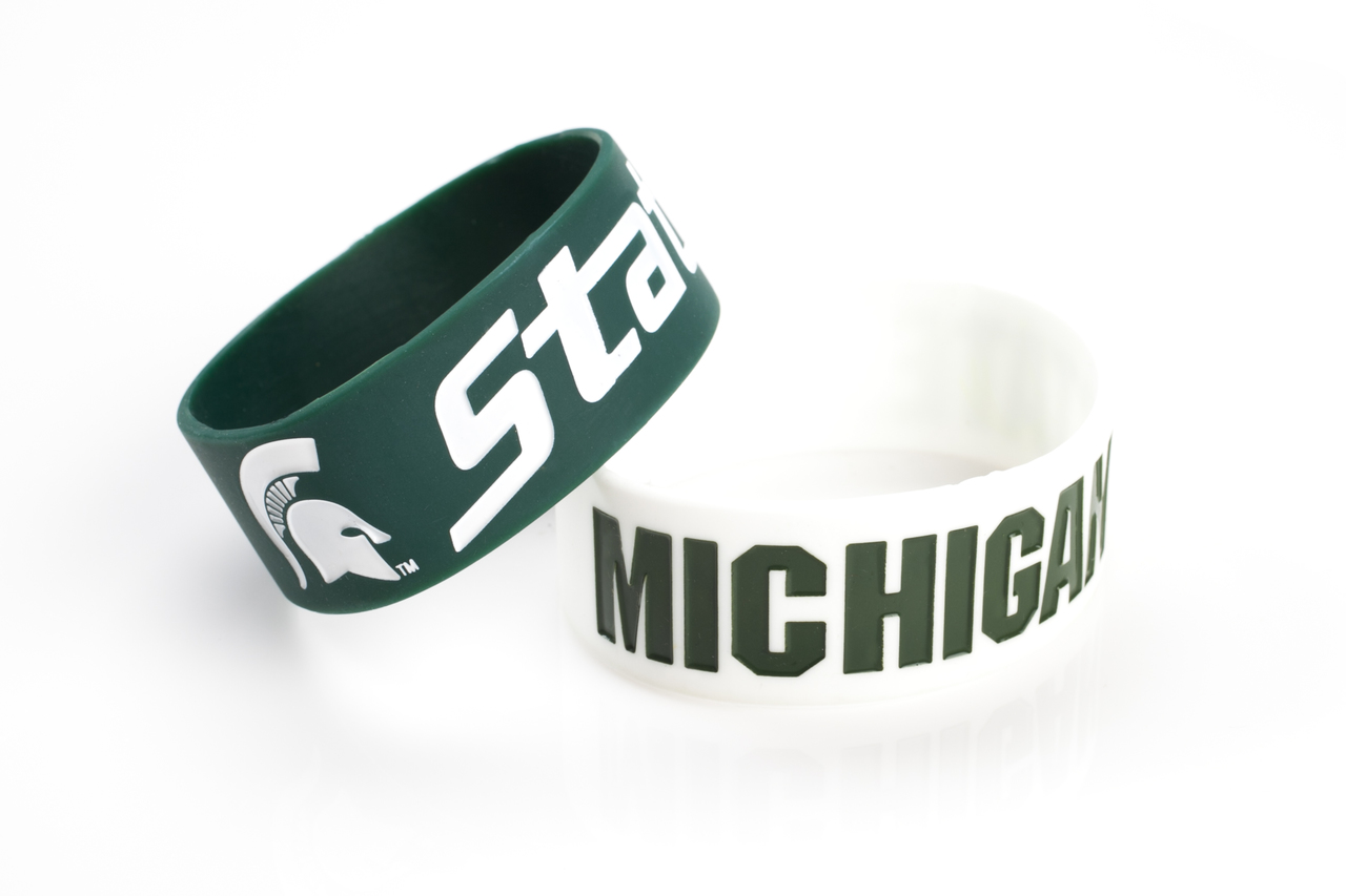 Michigan State Spartans Bracelets 2 Pack Wide - Special Order