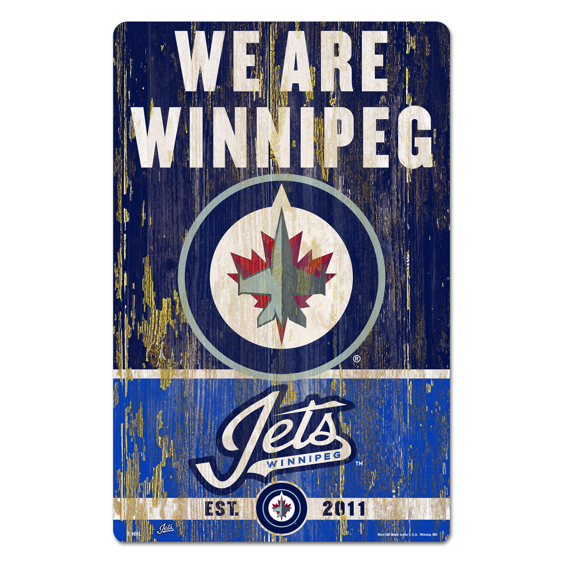 Winnipeg Jets Sign 11x17 Wood Slogan Design - Special Order