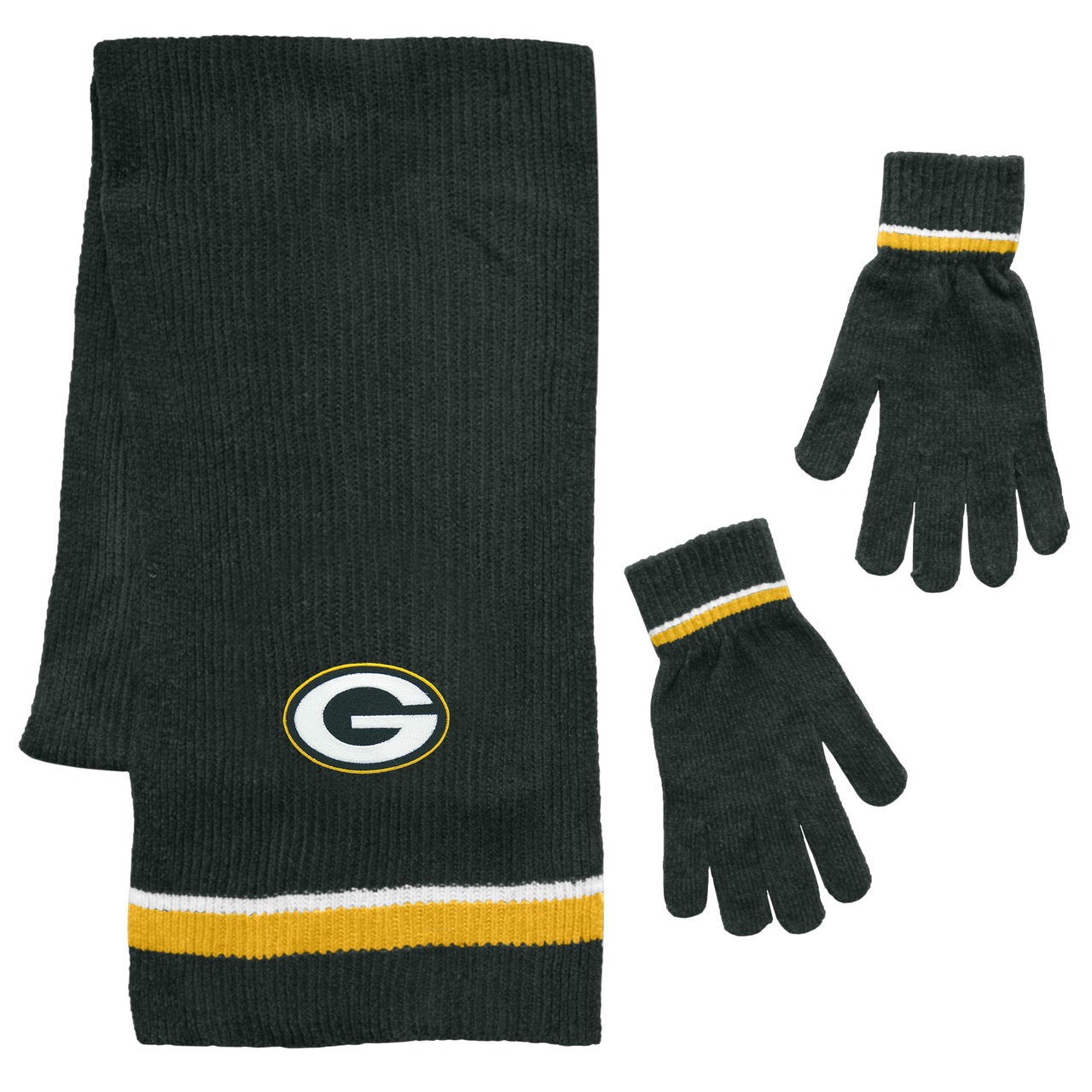 Green Bay Packers Scarf and Glove Gift Set Chenille