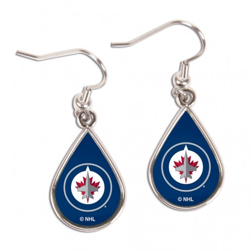 Winnipeg Jets Earrings Tear Drop Style - Special Order
