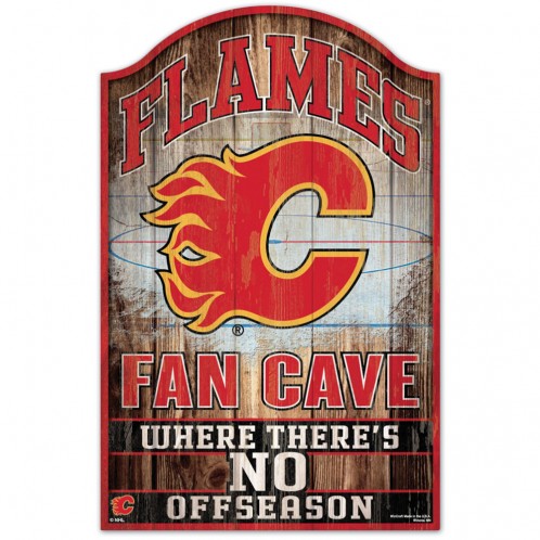 Calgary Flames Sign 11x17 Wood Fan Cave Design - Special Order