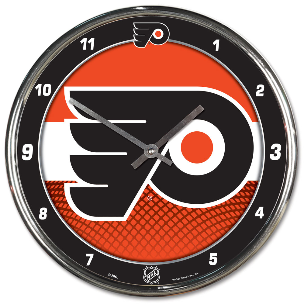 Philadelphia Flyers Clock Round Wall Style Chrome