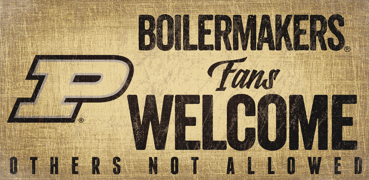 Purdue Boilermakers Wood Sign Fans Welcome 12x6 - Special Order