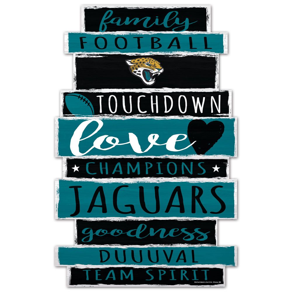 Jacksonville Jaguars Sign 11x17 Wood Family Word Design
