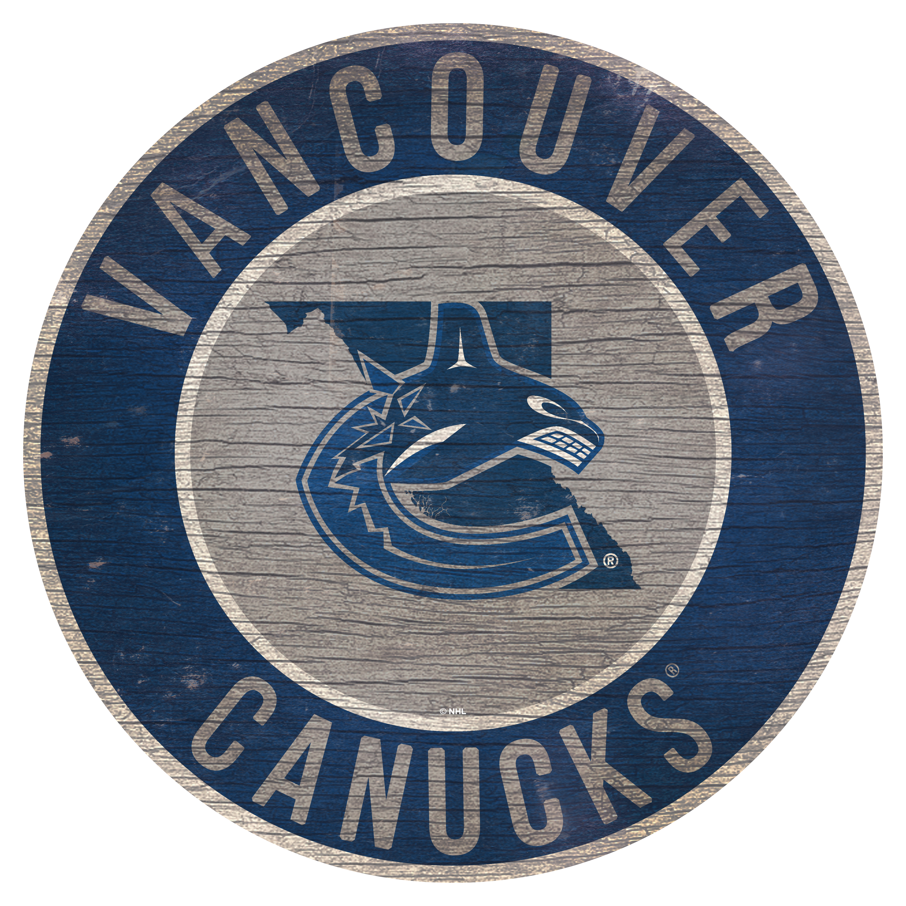 Vancouver Canucks Sign Wood 12 Inch Round State Design Special Order