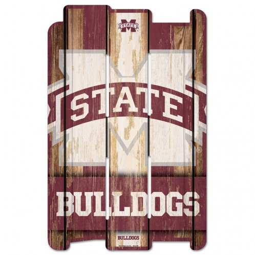 Mississippi State Bulldogs Sign 11x17 Wood Fence Style - Special Order