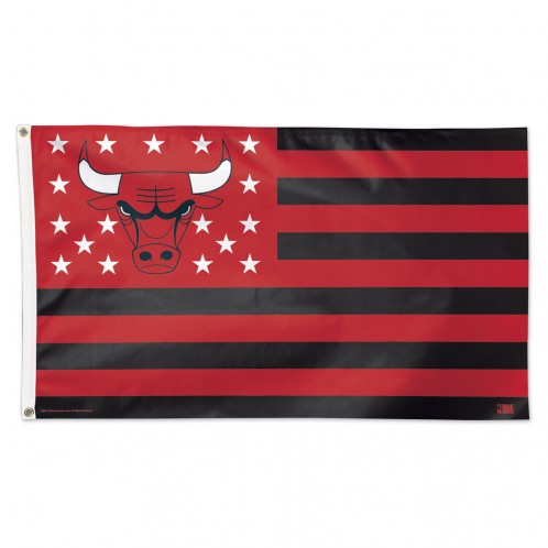 Chicago Bulls Flag 3x5 Deluxe Style Stars and Stripes Design - Special Order