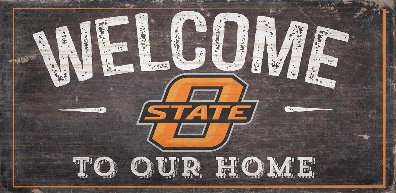 Oklahoma State Cowboys Sign Wood 6x12 Welcome To Our Home Design - Special Order