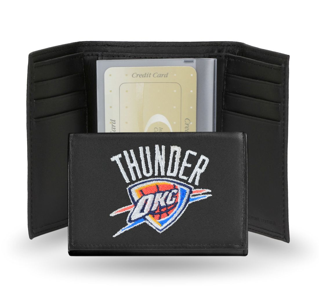 Oklahoma City Thunder Embroidered Leather Tri-Fold Wallet - Special Order