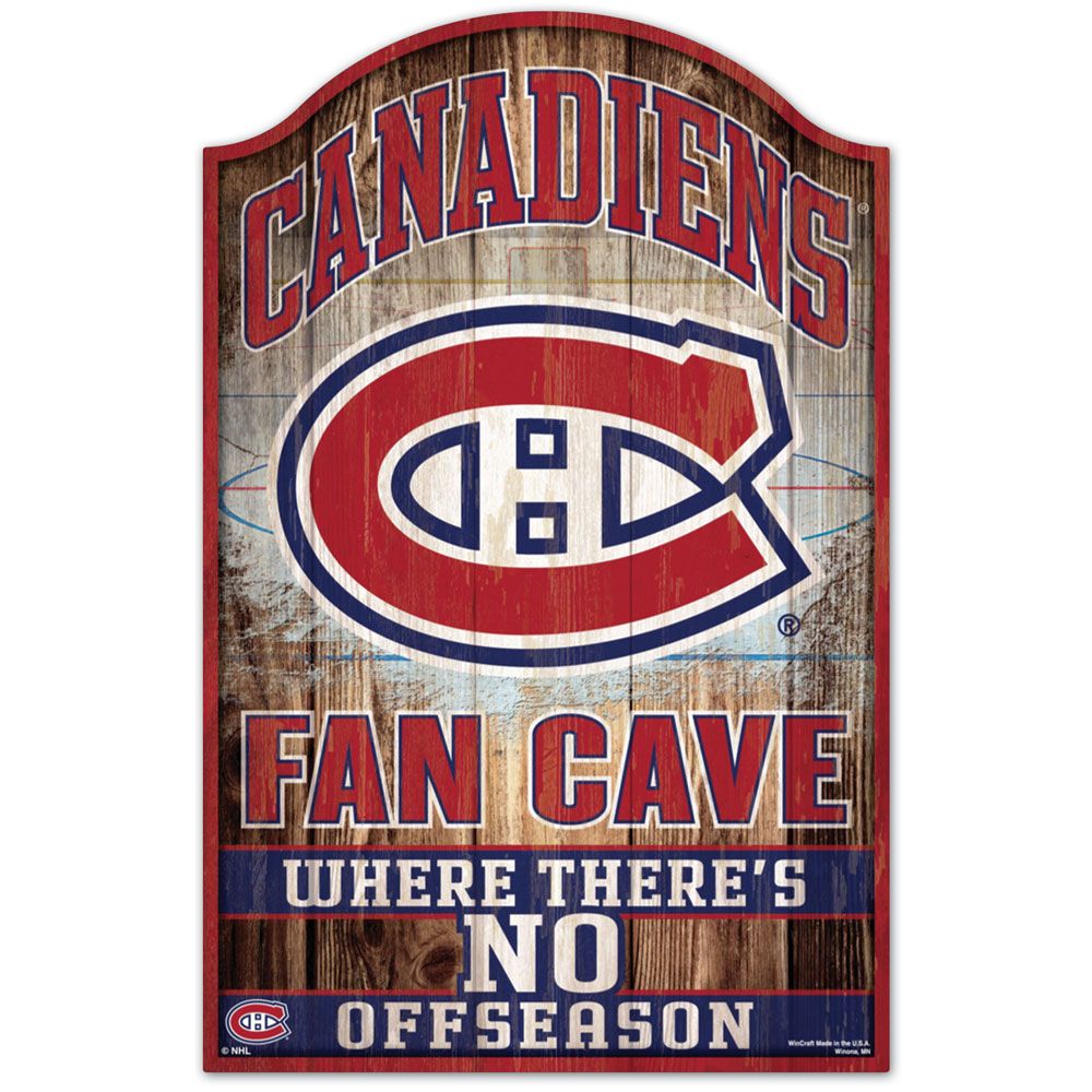 Montreal Canadiens Sign 11x17 Wood Fan Cave Design - Special Order