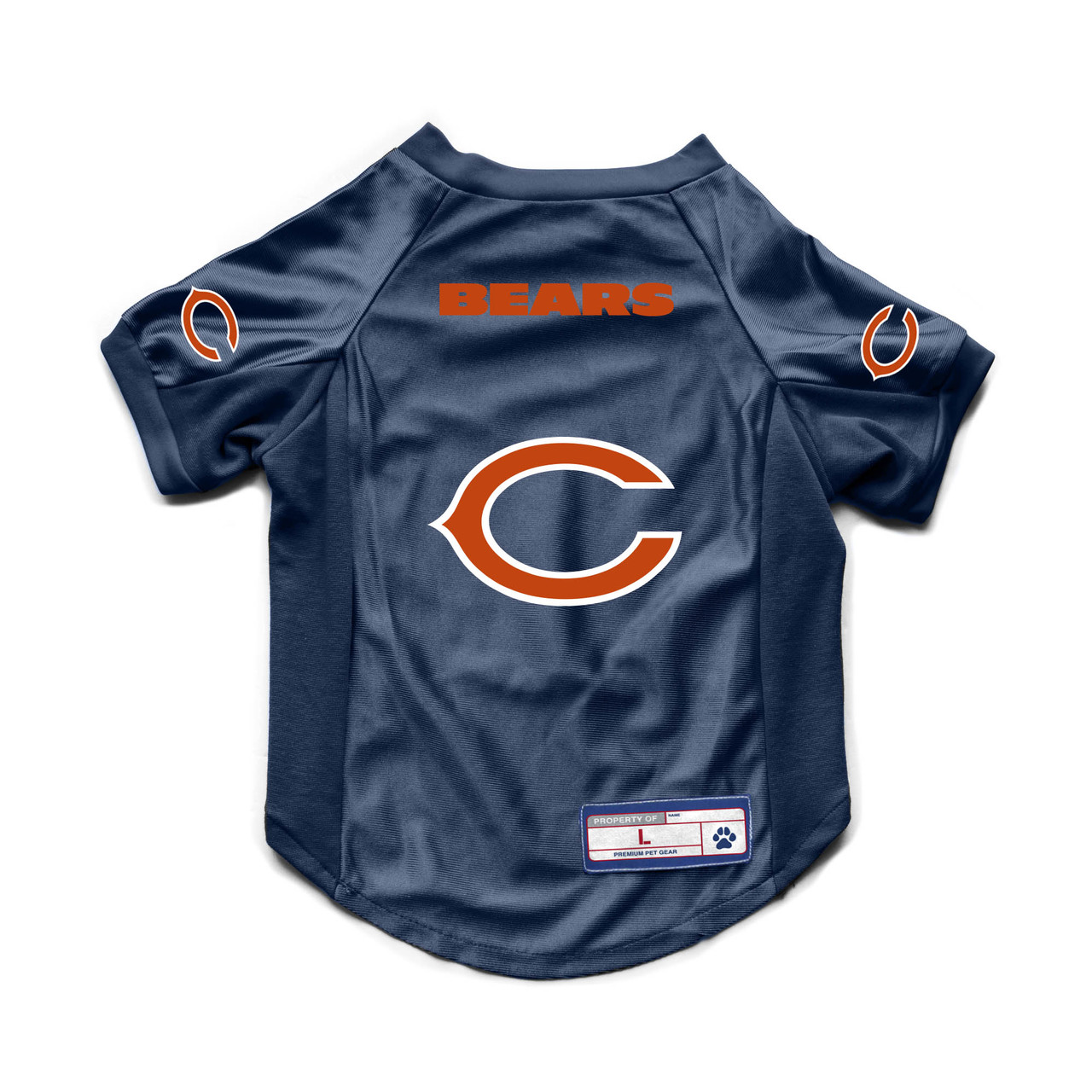 Chicago Bears Pet Jersey Stretch Size L - Special Order