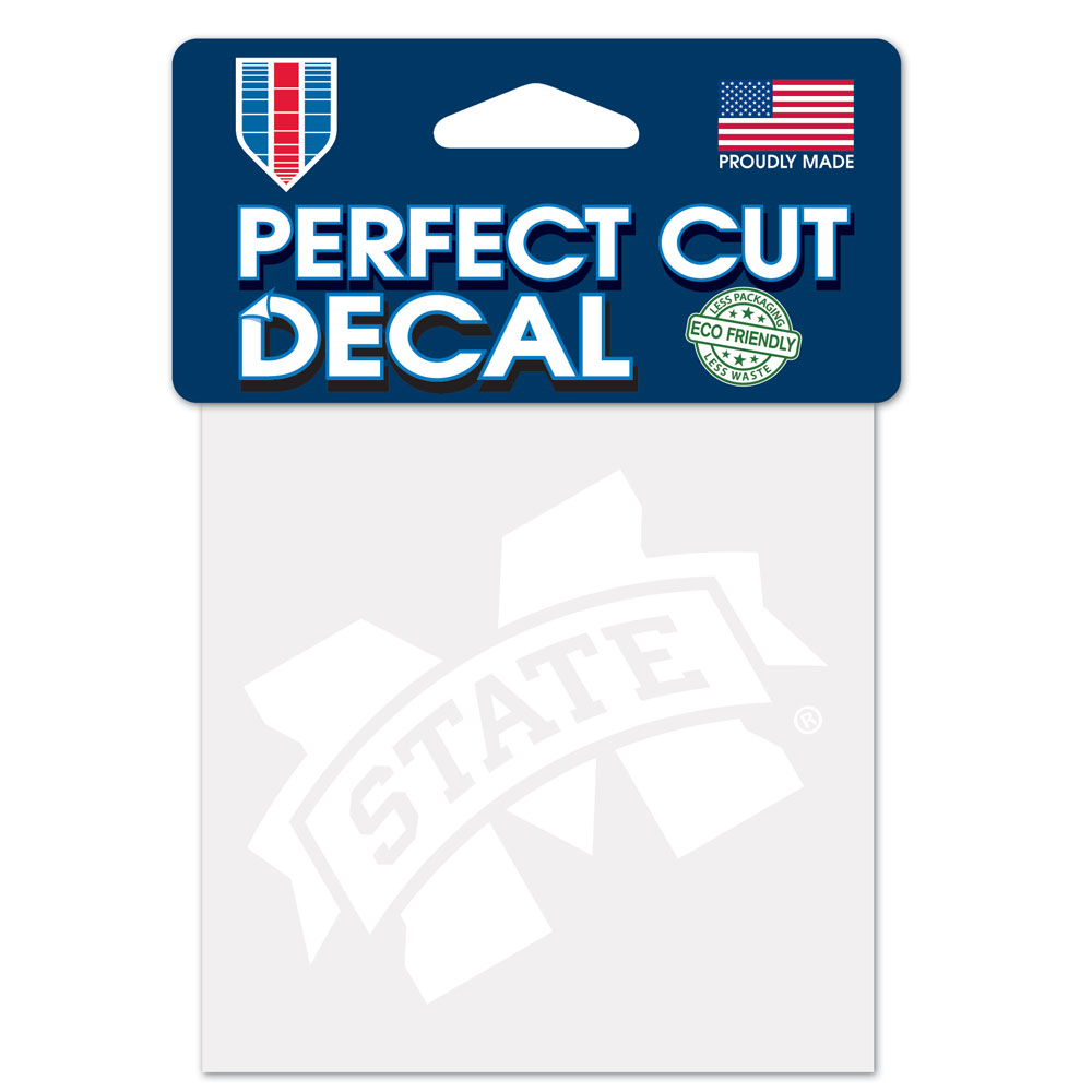 Mississippi State Bulldogs Decal 4x4 Perfect Cut White