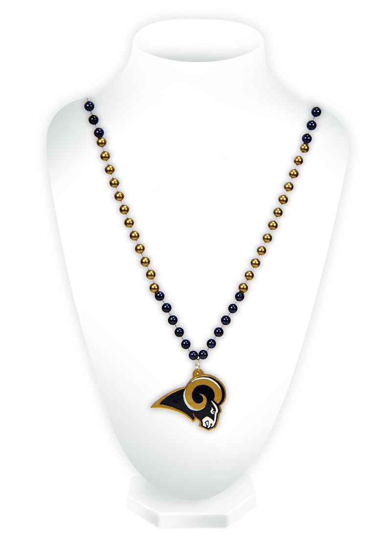 Los Angeles Rams Beads with Medallion Mardi Gras Style - Special Order