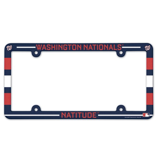 Washington Nationals License Plate Frame Plastic Full Color Style Slogan Design Special Order