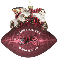 Cincinnati Bengals Ornament 5 1/2 Inch Peggy Abrams Glass Football CO