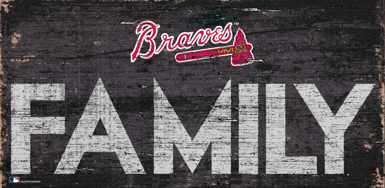 Atlanta Braves Sign Wood 12x6 Family Design - Special Order